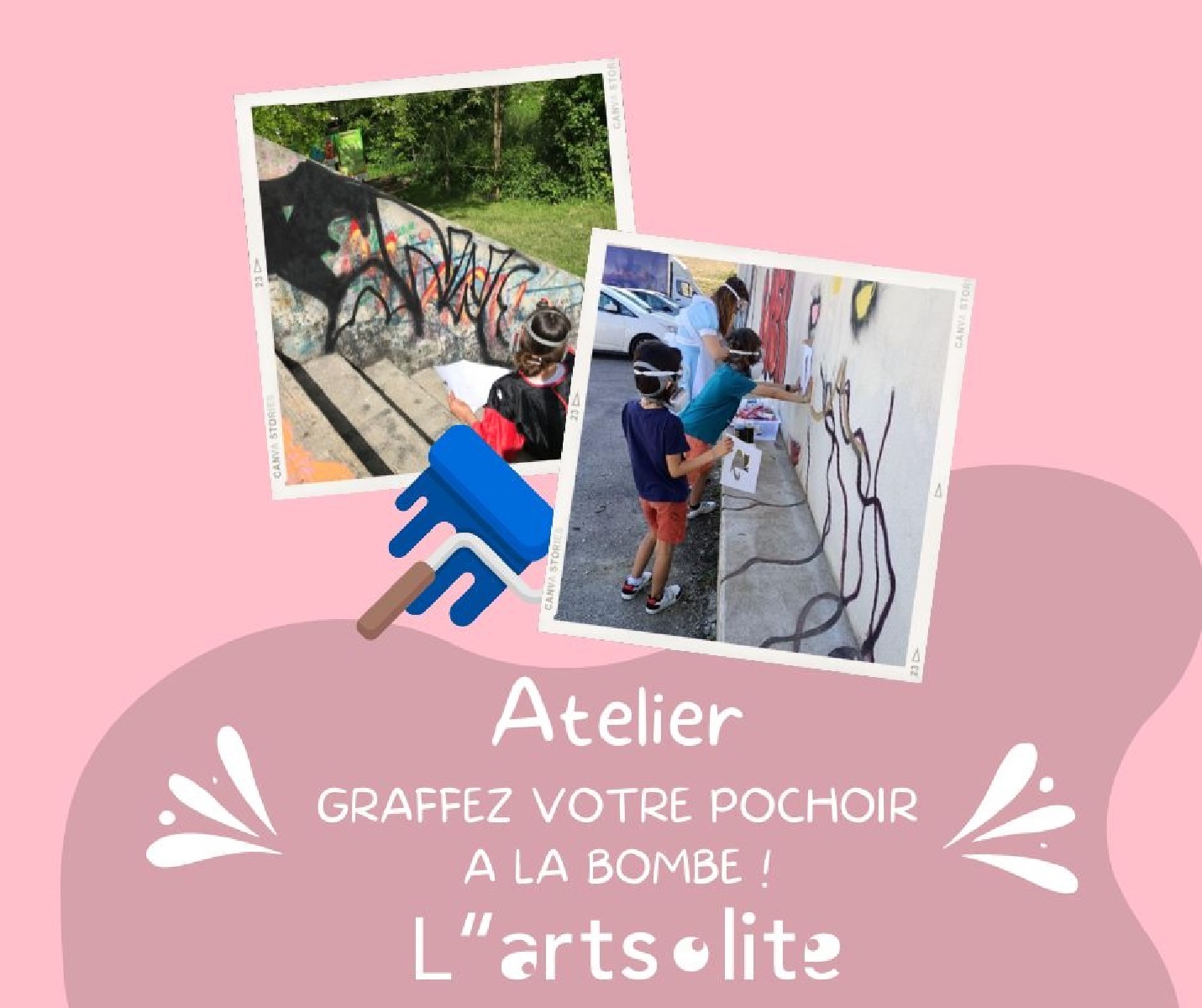 Atelier Pochoir sur les murs de L''artsolite - Exposition One, Two ... Street Art !