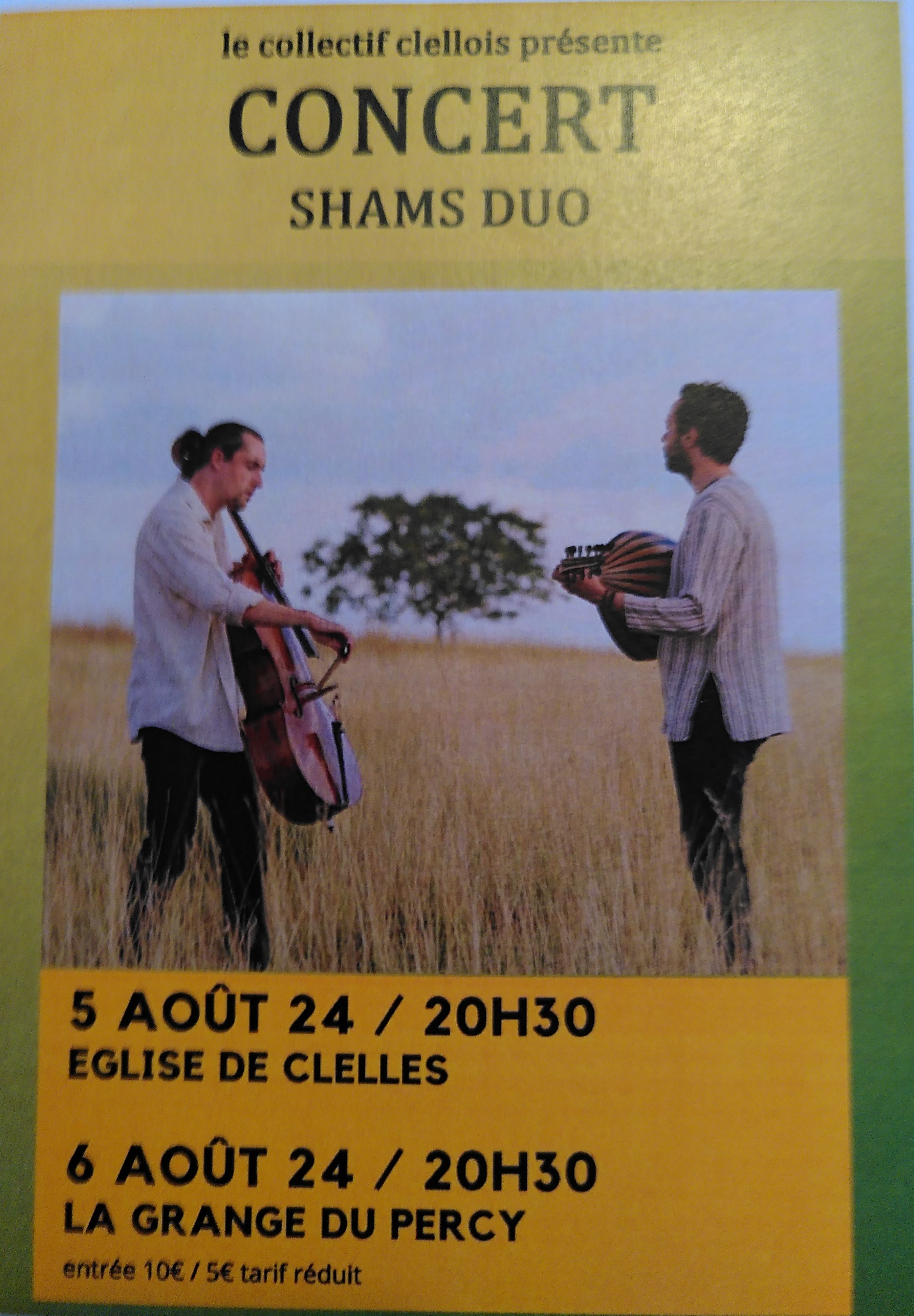 concerts violoncelle et oud SHAMS DUO