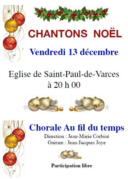 Concert de Noël de la chorale Au fil du temps