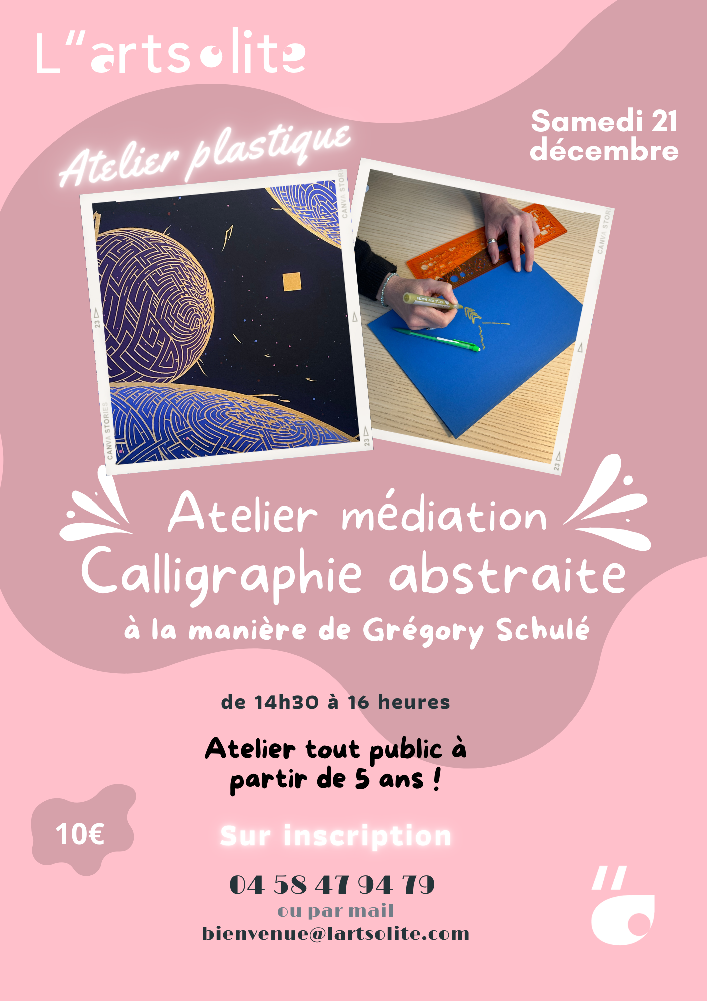 Atelier Calligraphie abstraite à la manière de l'artiste Grégory Schulé