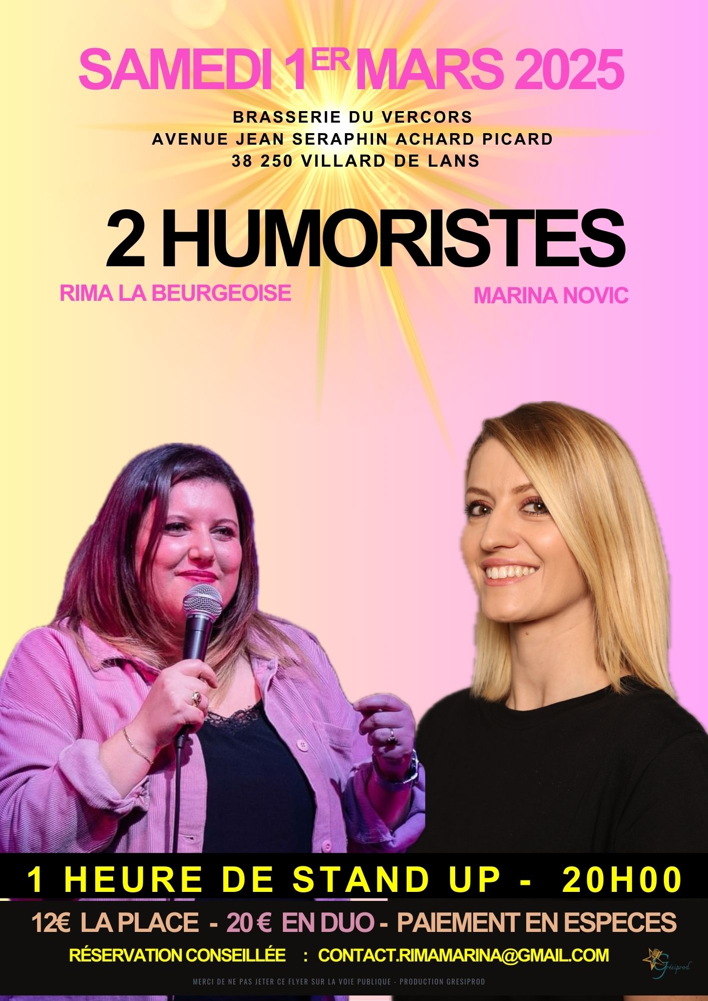 Stand up avec 2 humoristes